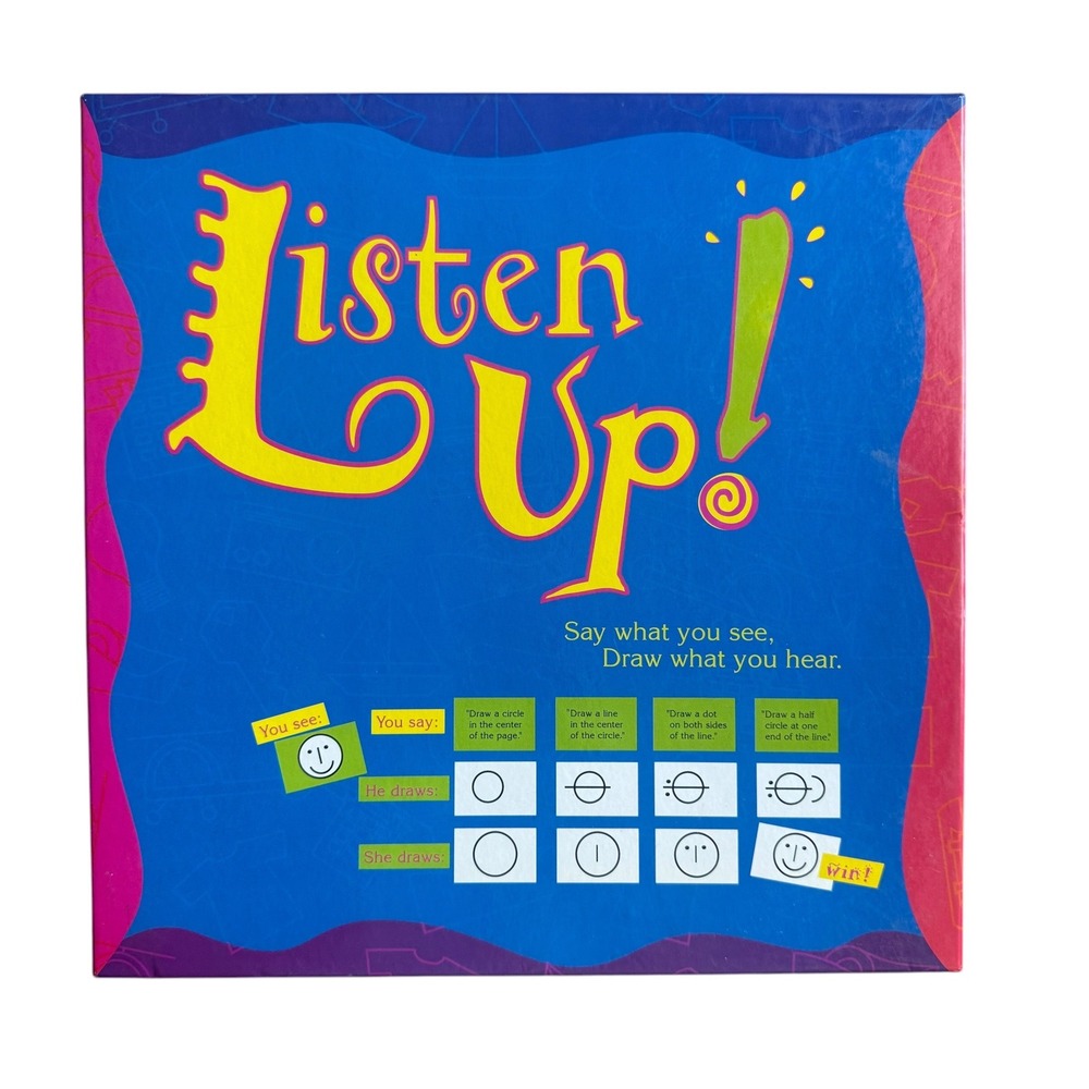 Listen Up! Board Game Drawing and Communication Party Game Blue Box 1997